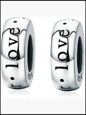 Sterling Silver Charm Beads Spacer Rubber Stopper for Charm Bracelet 2pcs